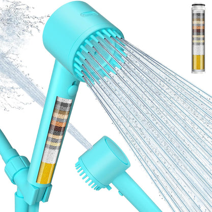 Cobbe Filtered Shower Head with Handheld, 4+1 Spray Mode Showerhead with Filters, Built-in Power Wash for Hard Water - Remove Chlorine - Reduces Dry Itchy Skin, Luxury Gray