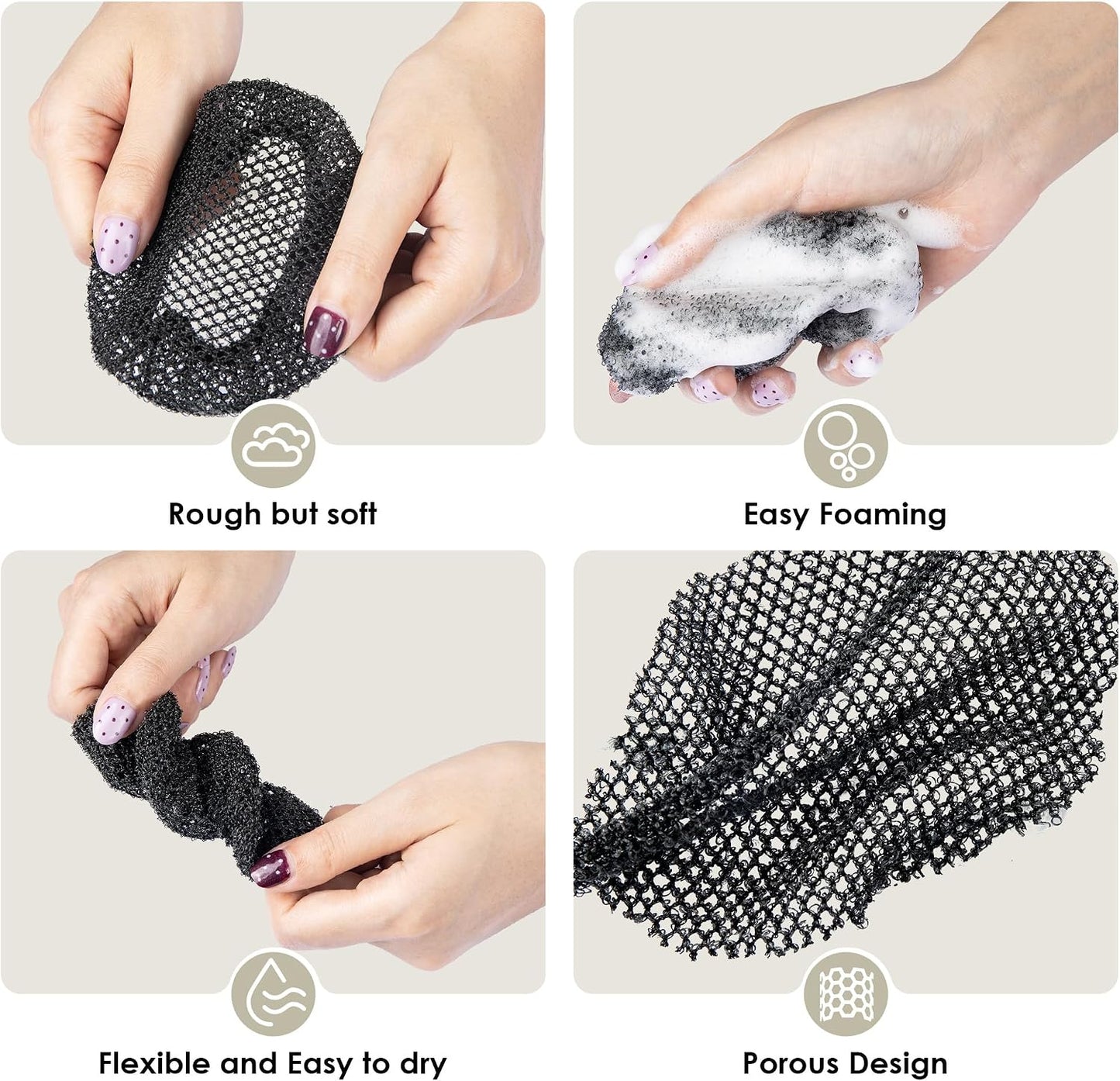 INNERNEED Food-Grade Soft Silicone Body Scrubber Shower Brush Handheld Cleansing Skin Brush, Gentle Exfoliating and Lather Well (Dark Green)