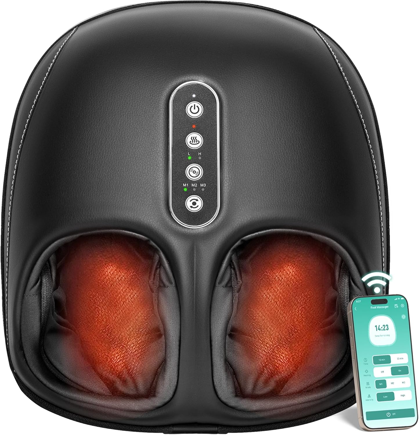 Nekteck Foot Massager Machine with Heat, Shiatsu Feet Massage for Plantar Fasciitis & Neuropathy, HSA Eligible Massage Tools, 360° Air Compression & Deep Kneading Therapy (Deep Black)
