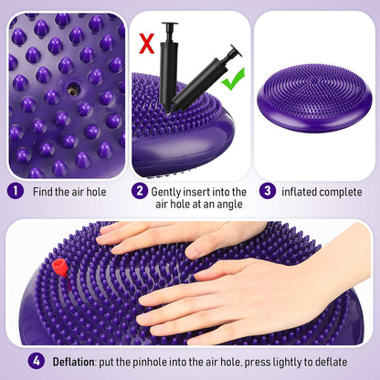 Leitee 3 Pcs Inflated Wobble Cushion Exercise Wiggle Seat for Sensory Flexible Seating Wobble Board Balance Disc Sensory Wiggle Seat Pad for Office Chair with Air Pump