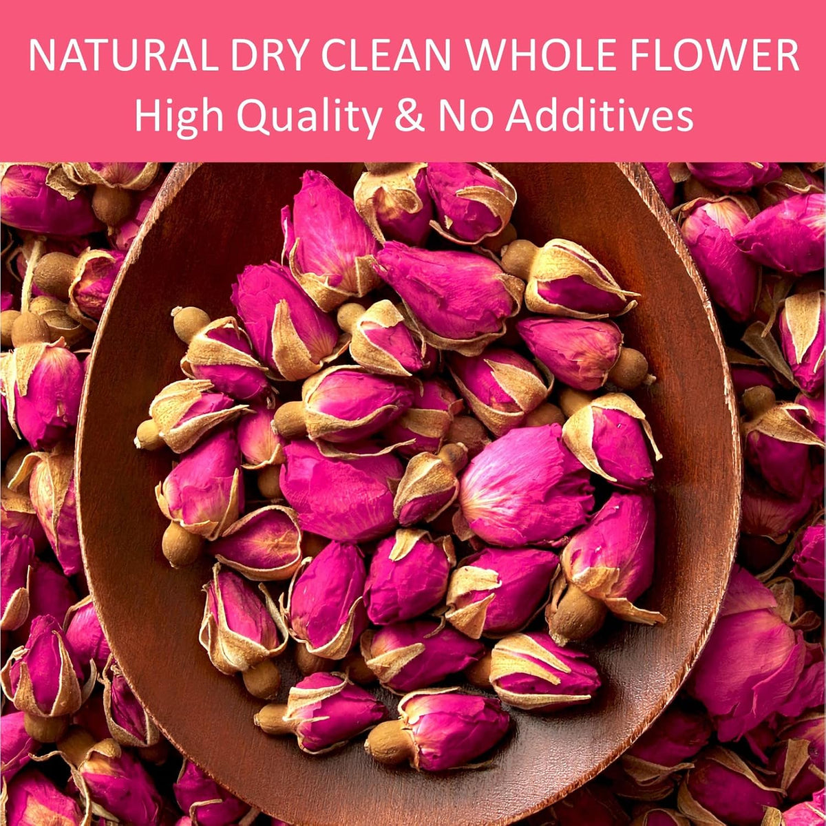 Goofoo Natural Edible Dried Whole Rose Buds Loose Leaf Herbal Tea 2.8 Oz