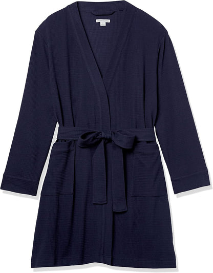 Amazon Essentials Women's Lightweight Cotton Waffle Mid-Length Bathrobe (Available in Plus Size)
