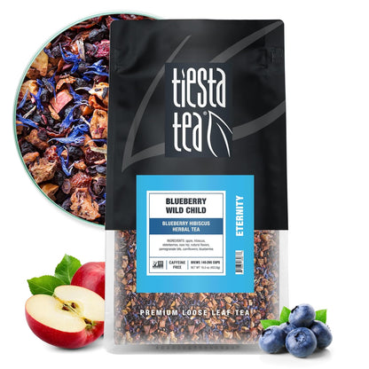 Tiesta Tea Blueberry Wild Child, Loose Leaf, Blueberry Hibiscus Herbal Tea, Premium Non-Caffeinated Blend, Make Hot or Iced, Brews Up to 50 Cups, 5.5 Ounce Refillable Tin