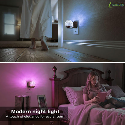 L LOHAS LED Night Lights Plug into wall, Amber Night Light with Adjustable Brightness, Plug in NightLight with Auto Light Sensor, Wall Sconce-Style Design Night Light for Bathroom,Hallway, 2 Pack