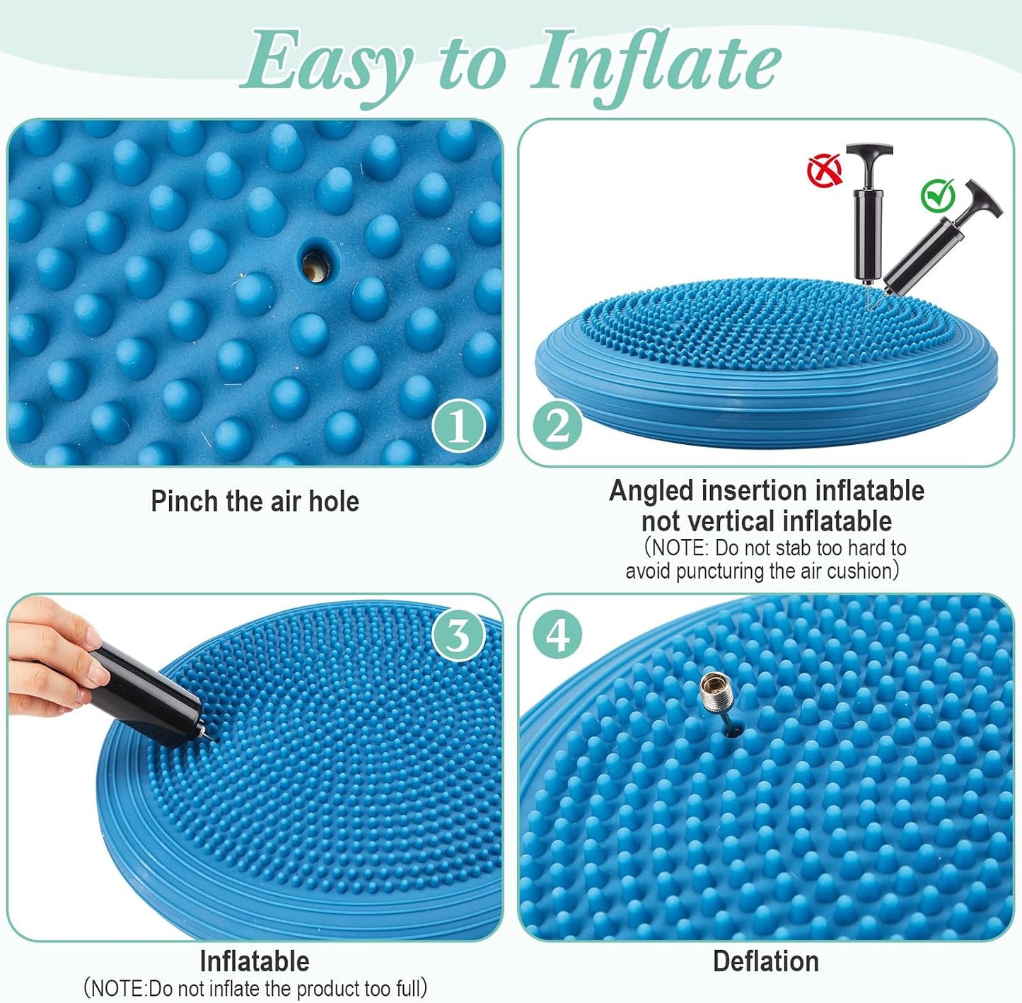 Libima 6 Pcs Inflated Wiggle Seat for Sensory Kid 13 Inches Multipack Wobble Cushion Balance Disc Flexible Seating Wobble Chair for Classroom Office Student Staff Chair Seat Pet Cushion