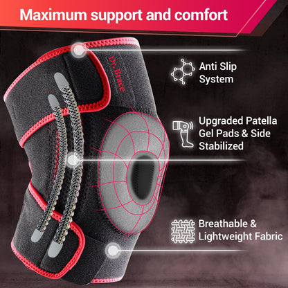DR. BRACE ELITE Knee Brace with Side Stabilizers & Patella Gel Pads for Maximum Knee Pain Support and fast recovery for men and women-Please Check How To Size Video (Mercury, Medium)