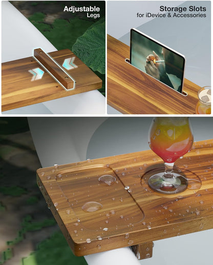 Acacia Large Bath Tray for Tub 34.6"x9" Wooden Bathtub Caddy Tray
