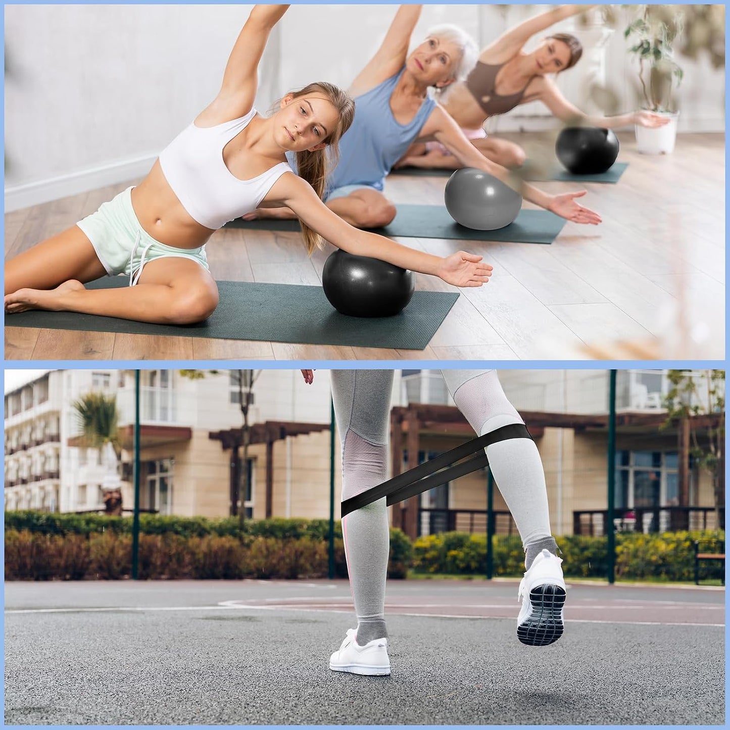 Poen Pilates Equipment Kit for Home Workout Pilates Ring and Ball Set for Women 12'' Circle Yoga Fitness Essentials Kit with Resistance Bands, Yoga Strap, Socks,Bag