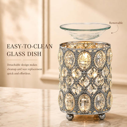 Leyoue Electric Crystal Wax Melt Warmer - Bulb Heating, Elegant Crystal Design, Quickly Melts Wax Blocks, Releases Long-Lasting Fragrance, Perfect Candle Wax Burner and Wax Warmer for Home Decor