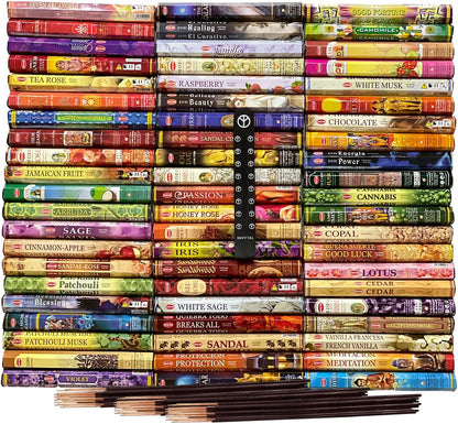 Hem Incense Sticks Variety Pack #23-120 Insence-Sticks (6 Incents x 20 Insense) + Incense Stick Holder with 6 Most Liked Scents Including Patchouli Dragons Blood White Sage Frankincense-Myrrh