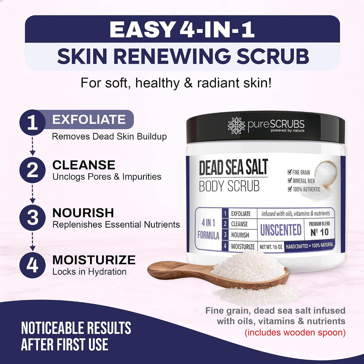 pureSCRUBS Premium Cucumber Body Scrub Set, Exfoliating Dead Sea Salt Scrub