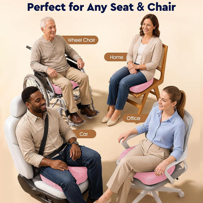 TushGuard Seat Cushion - Memory Foam Sitting Pillow for Office Chair, Car Seat, Airplane, Bleacher - Sciatica & Hip & Coccyx Pain Relief Desk Chair Cushion for Long Sitting Office Workers, Car Drivers