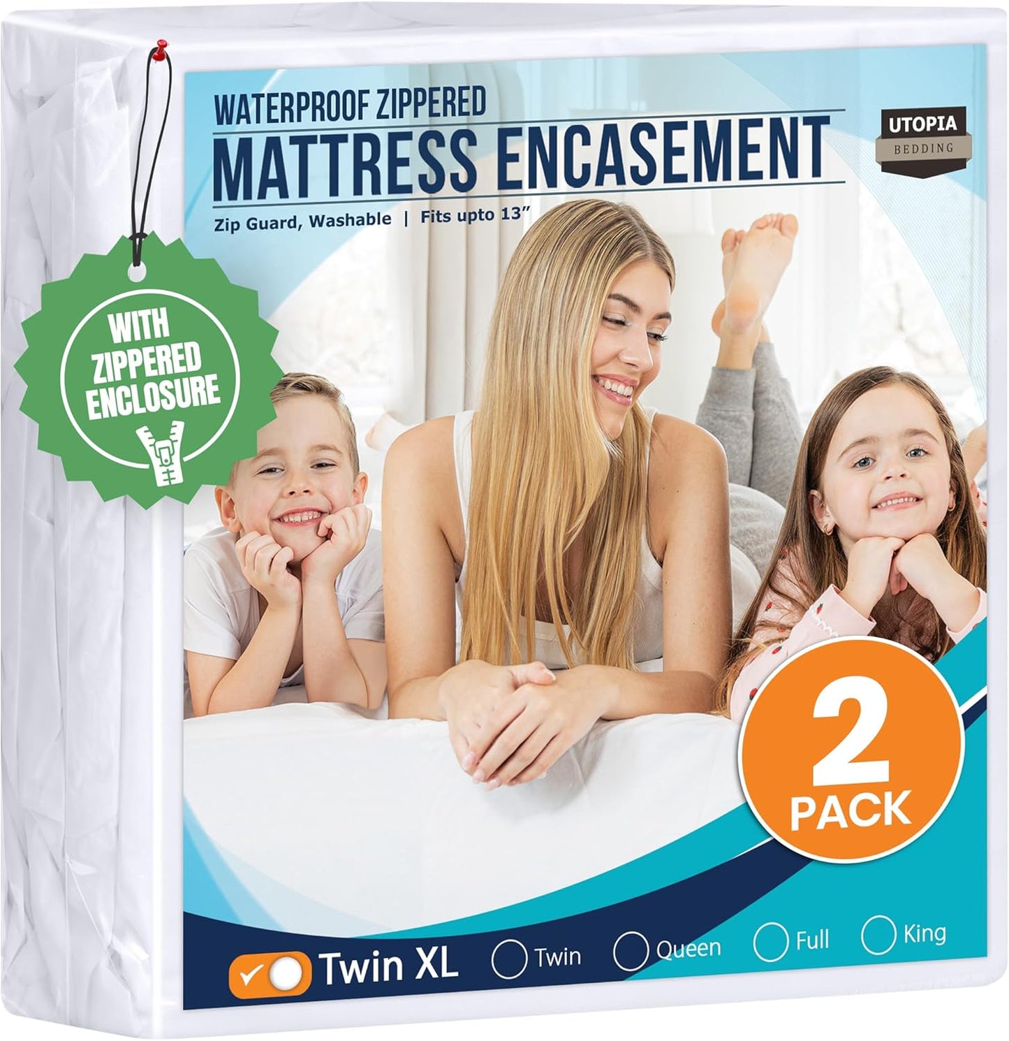 Utopia Bedding Mattress Protector Zippered Twin XL Size, 100% Waterproof Bed Bug and Dust Mite Proof Mattress Encasement, Absorbent 6 Sided Mattress Cover