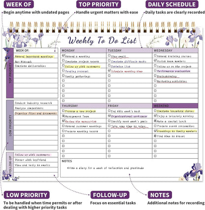 104 Pgs To Do List Notepad, 52 Undated Sheets Duplex-printed