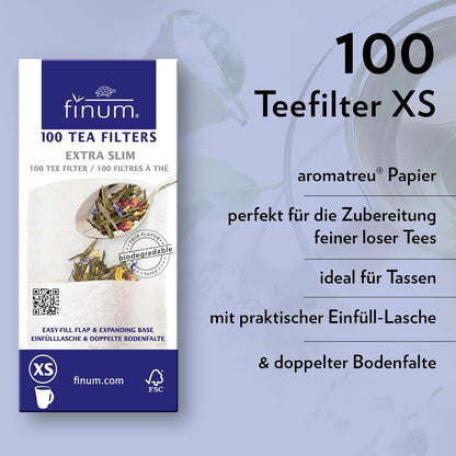 Finum Disposable Paper Tea Filter Bags for Loose Tea, Brown, Large, 100 Count