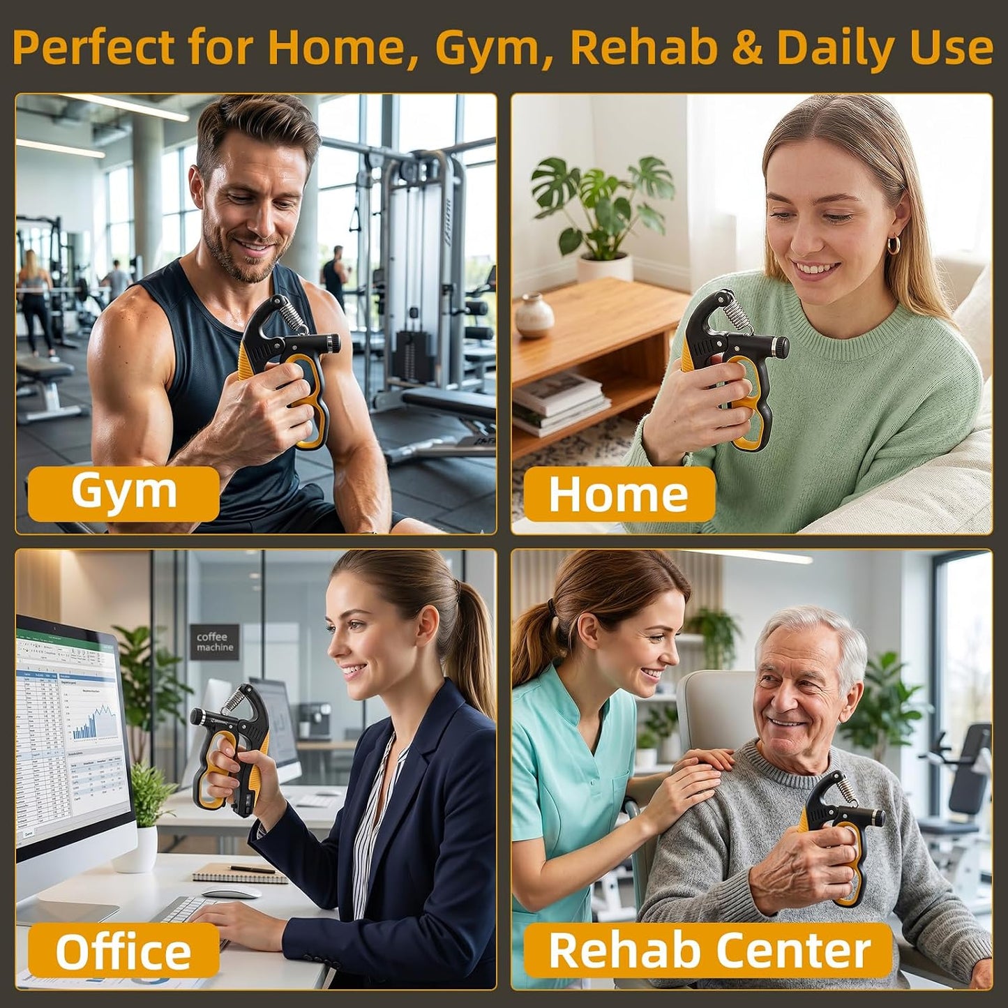 Grip Strength Trainer Adjustable 22-330 lbs, Hand Gripper Strengthener with Counter, Heavy Duty Forearm Strengthener, Wrist & Finger Exerciser, Grip Trainer for Hand Strength, Rehab & Workout, Orange