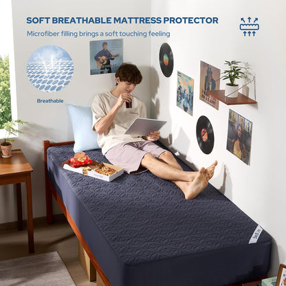 BEDLORE Waterproof Mattress Protector, King Size Mattress Pad with Deep Pocket 6"-18" Depth, Soft Noiseless Dirt-Proof Bed Mattress Cover Washable for Home, Bedroom, Hotel (Gray)