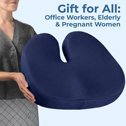 5 STARS UNITED Seat Cushion - Memory Foam Chair Cushion for Tailbone Pain Relief - Ergonomic Support for Coccyx, Sciatica & Butt - Office, Desk & Gaming Chair, Car Seat, Wheelchair, Black Suede