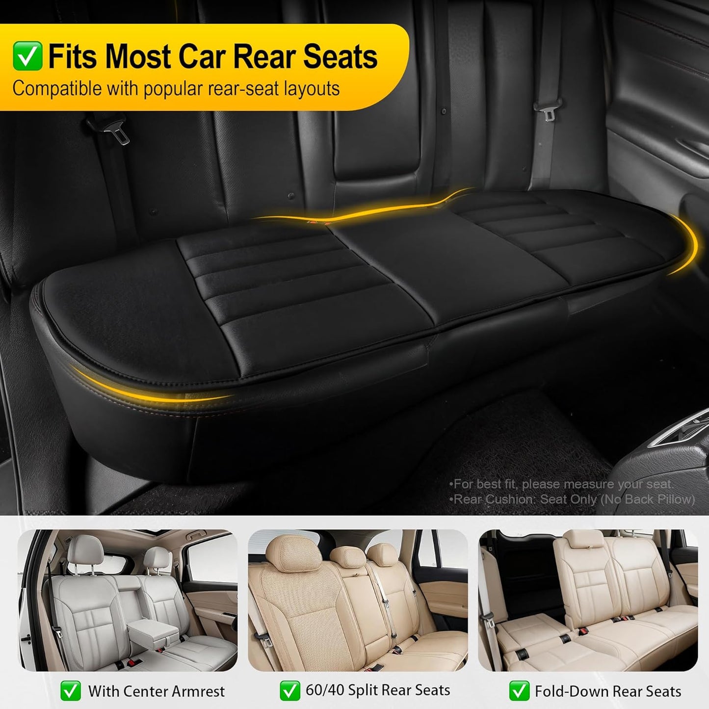 kingphenix Car Seat Cushion with 1.2inch Comfort Memory Foam, Seat Cushion for Car and Office Chair (Black)