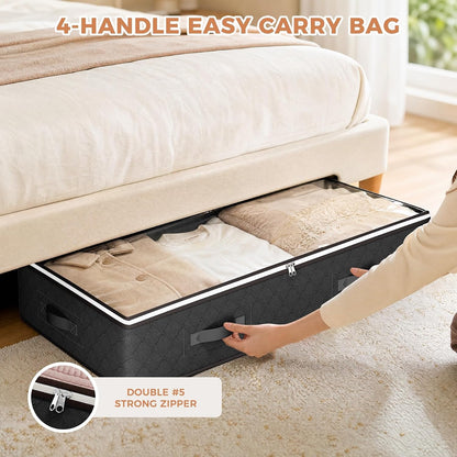 Budding Joy 95L Under Bed Storage Containers, 4 Pack Closet Organizers Grey