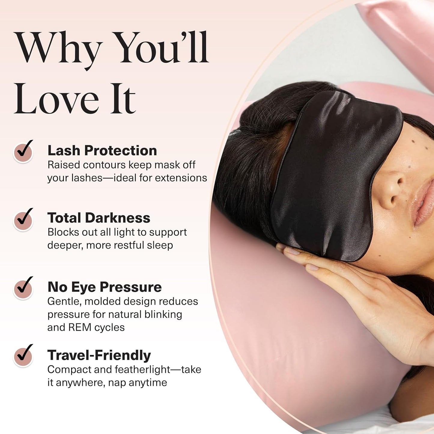 Kitsch Contour Pillow Eye Mask – Softer Than Silk Eye Masks for Sleep, Blindfold Sleep Masks for Women & Men, No Eye Pressure, Lightweight, Eye Care, Travel Essentials - Charcoal
