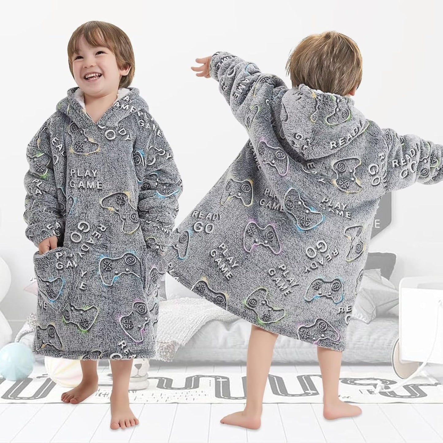 Fiosnow Glow in the Dark Unicorn Blanket Hoodies for Kids 6-13YR Oversize Wearable Blanket Hoodies for Boys Girls Teens