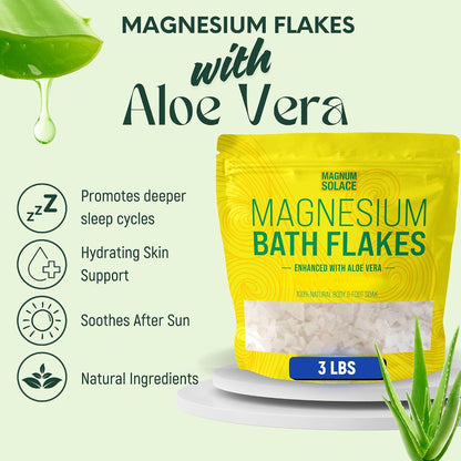 Magnesium Bath Flakes - Dead Sea Salt – Dead Sea Salts for Soaking – Magnesium Flakes for Bath - Enhanced with Aloe Vera (5 Pound)
