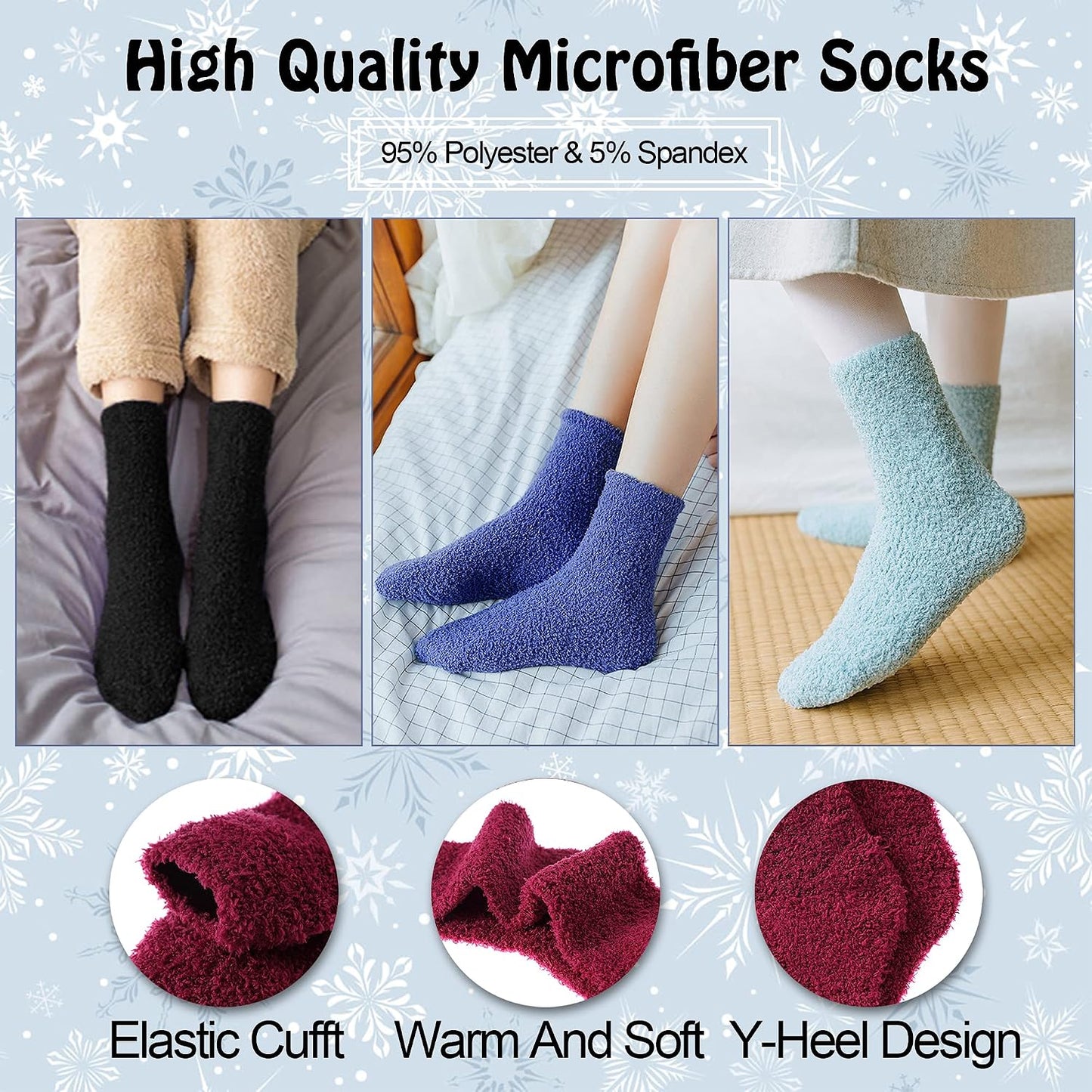 LANLEO 5/6 Pairs Womens Super Soft Fuzzy Plush Warm Winter Home Sleeping Slipper Socks