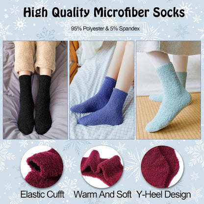 LANLEO 5/6 Pairs Womens Super Soft Fuzzy Plush Warm Winter Home Sleeping Slipper Socks