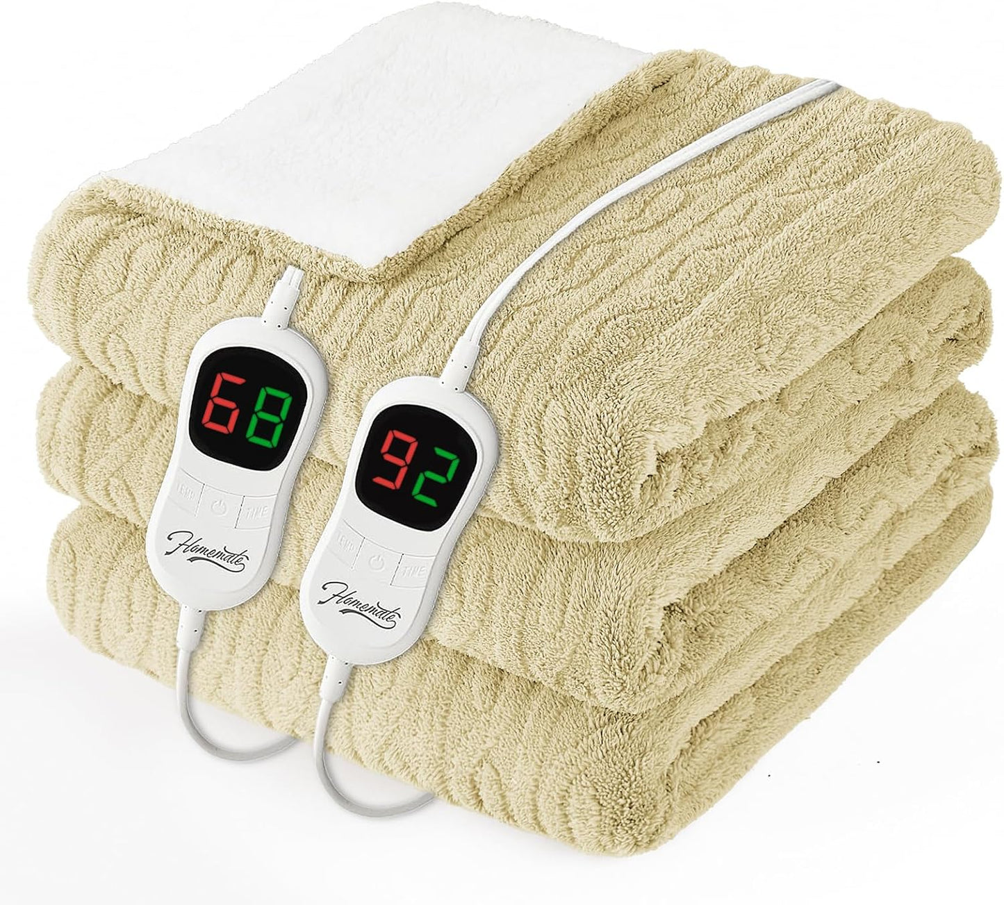 Homemate Electric Heated Blanket Twin - 62"x84" Heating Bed Blankets Throw with 10 Heating Levels 8 Hours Auto Off Fast Heating Over-Heated Protection Ultra Soft Warm Flannel ETL Certified Grey - Colors A