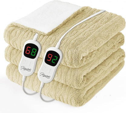 Homemate Electric Heated Blanket Twin - 62"x84" Heating Bed Blankets Throw with 10 Heating Levels 8 Hours Auto Off Fast Heating Over-Heated Protection Ultra Soft Warm Flannel ETL Certified Grey - Colors A