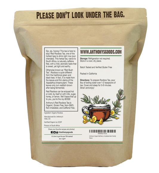 Anthony's Organic Red Rooibos Loose Leaf Tea, 1 lb, Gluten Free, Non GMO, Non Irradiated, Keto Friendly