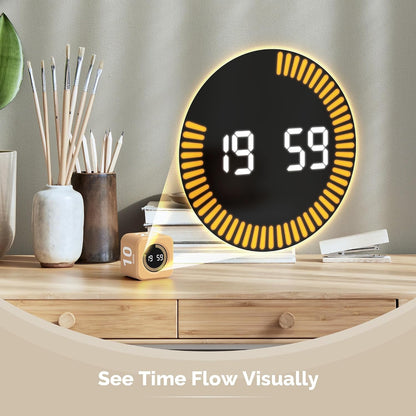 KADAMS Pomodoro Timer Visual - Productivity Pomodoro Cube, 5/10/25/50 Min Countdown & Countup, Silent – Ideal for Work Study Cook Workout Kitchen School Classroom Office ADHD Gift Kids (1, Black)