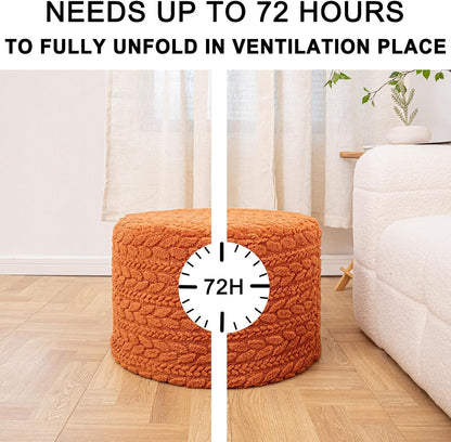 Round Pouf Ottoman Foot Stool 20x14In Ottoman Footrest for Couch Sofa Green