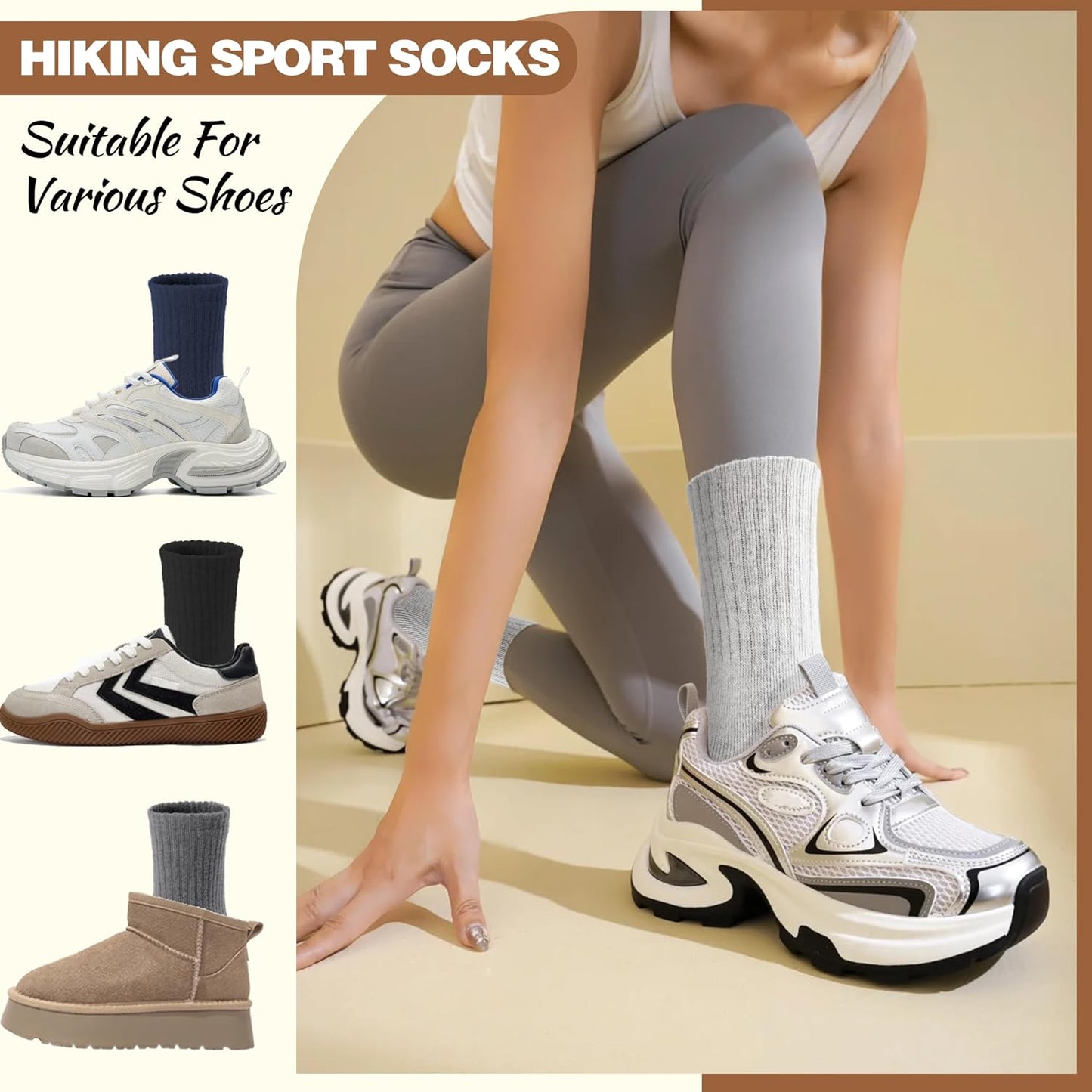EBMORE Merino Wool Socks for Women Hiking Thermal Warm Winter Thick Boot Cozy Crew Comfy Work Socks for Ladies 5 Pairs