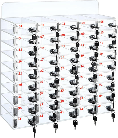 Threan 12 Slot Cell Phone Storage Box, Acrylic Clear Cell Phone Storage Cabinet Wall Mounted with Door, Locks and Keys for Office School Factory