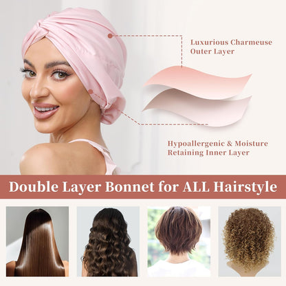 Adjustable Silk Bonnet Satin Curly Hair Wrap for Sleeping Women Anti Frizz