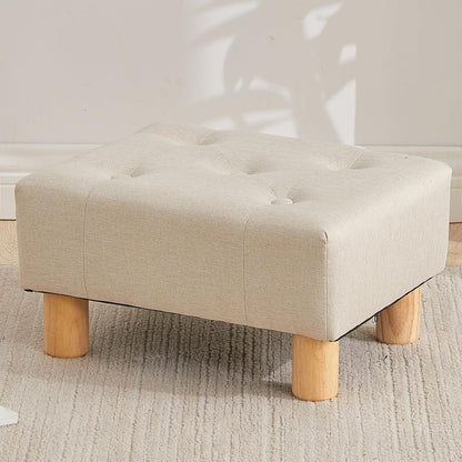 Small Foot Stool Ottoman, Sherpa Footstool Ottoman Foot Rest for Couch, Rectangle Footstools and Ottomans Small for Living Room, Entryway and Bedroom (White)
