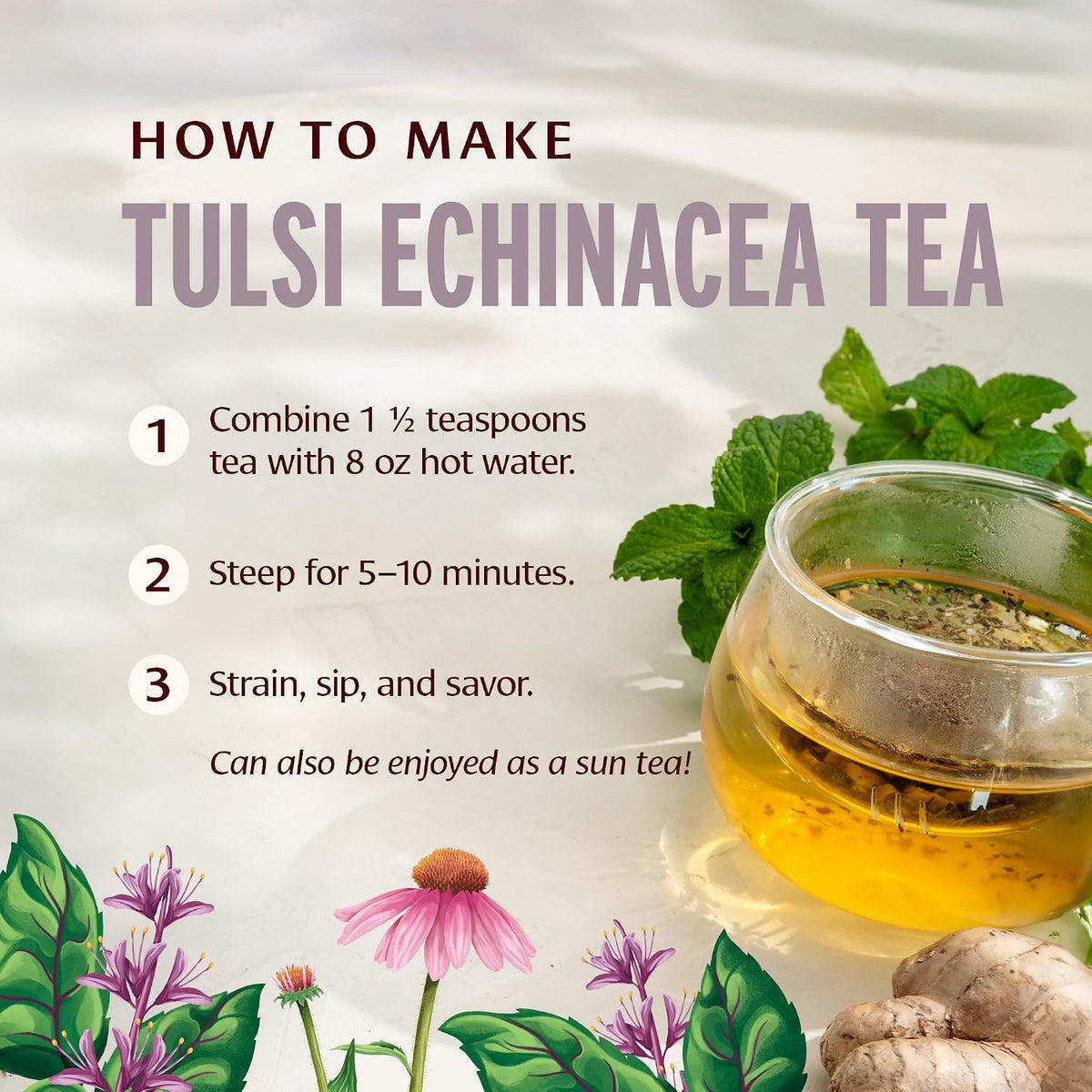 Banyan Botanicals Tulsi Echinacea Tea – Organic Immune Support with Turmeric & Rosehip – Caffeine Free Tea for Healthy Immune Function* – 2 oz. – Non-GMO Sustainably Sourced Herbal Loose Leaf