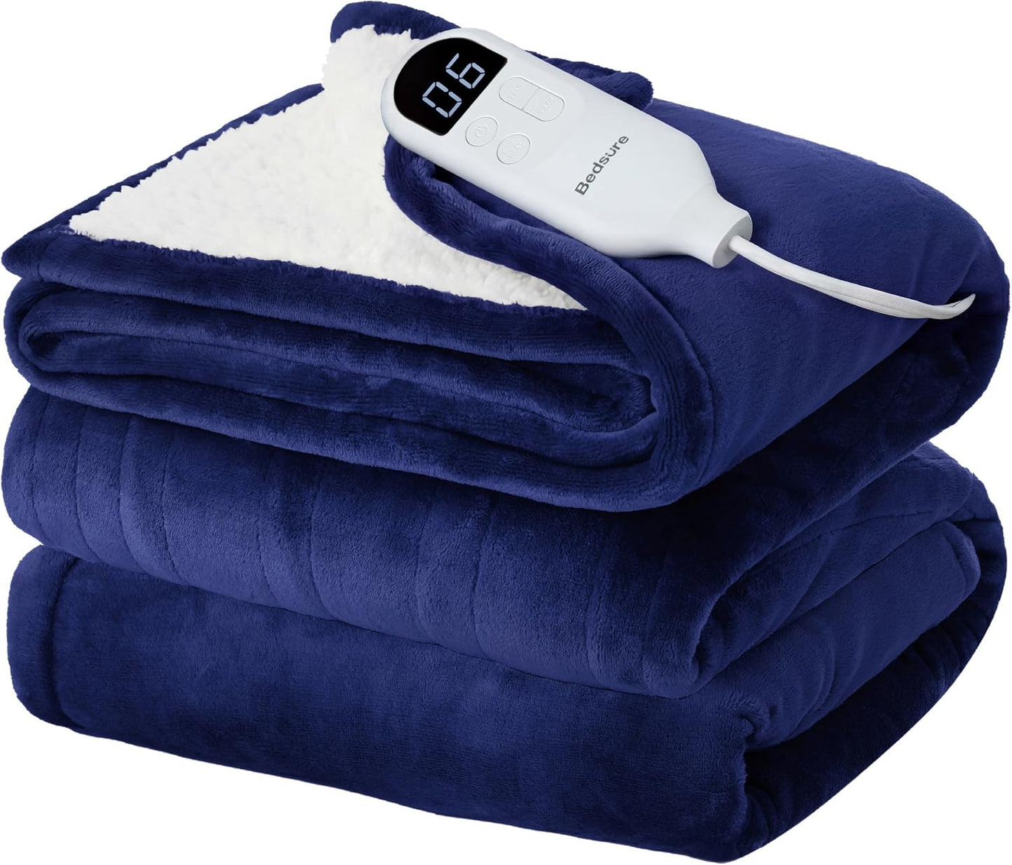 Bedsure Heated Blanket Throw Blanket with Preheat Function - Fast Heating Electric Blanket, Soft Flannel Throw with 6 Time Settings(Up to 10H), 6 Heating Settings, Gifts for Grandma (50"x60", Cream)