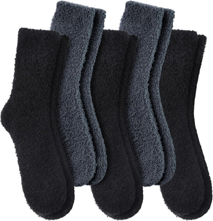LANLEO 5/6 Pairs Womens Super Soft Fuzzy Plush Warm Winter Home Sleeping Slipper Socks