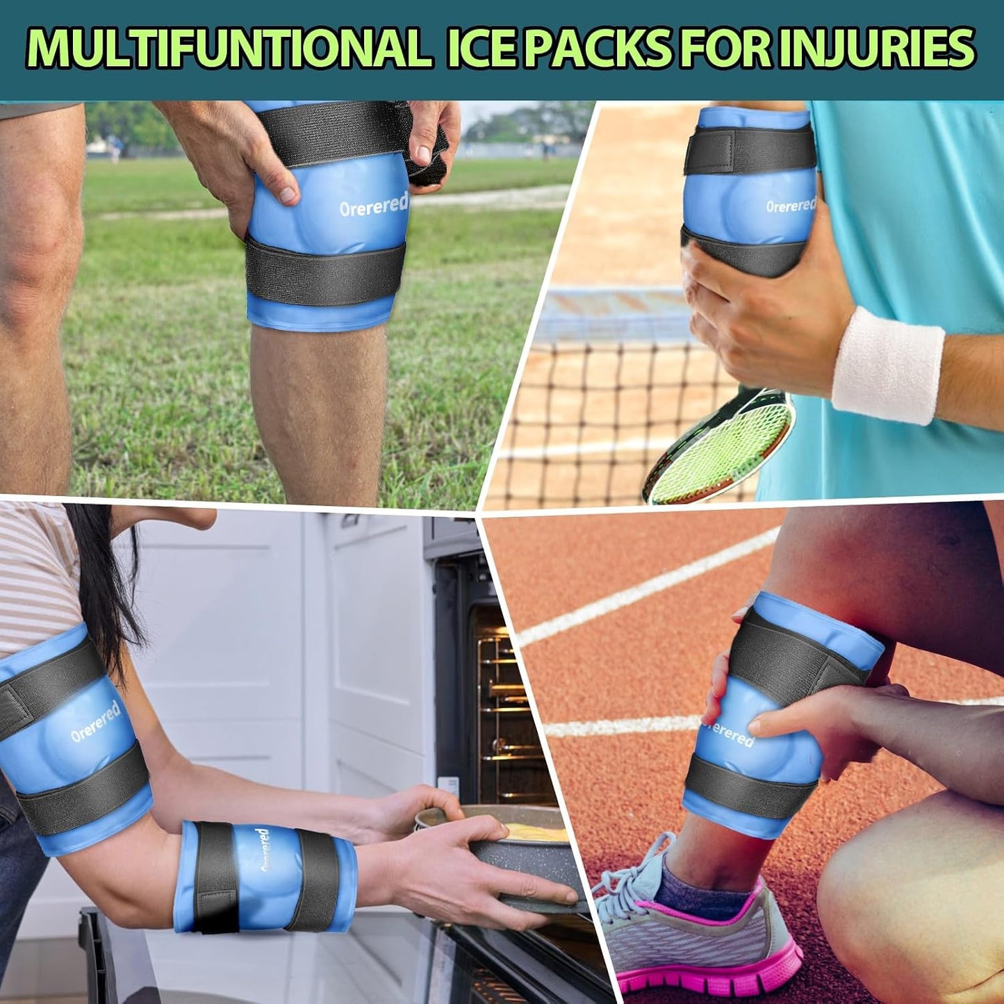 Reusable Cold Ice Packs for Injuries, 3-Piece Set Cold Gel Ice Wrap for Injury Recovery, Alleviate Joint and Muscle Pain (Knee Ice Wrap-Purple)