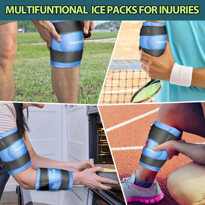 Reusable Cold Ice Packs for Injuries, 3-Piece Set Cold Gel Ice Wrap for Injury Recovery, Alleviate Joint and Muscle Pain (Knee Ice Wrap-Purple)