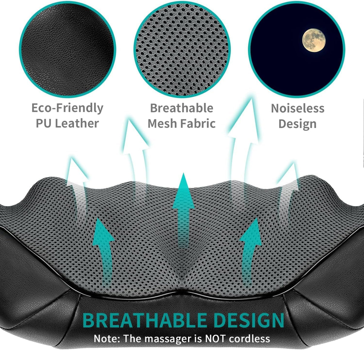 Nekteck Cordless Neck and Back Massager with Soothing Heat, Rechargeable