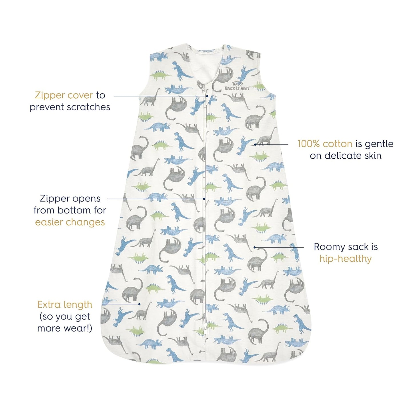 HALO SleepSack, 100% Cotton Wearable Blanket, Swaddle Transition Sleeping Bag, TOG 0.5, Ocean Life, Medium, 6-12 Months