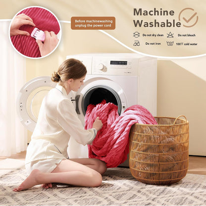 Homemate Heated Blanket Electric Throw - 50"x60" Heating Blanket Throw 1/2/4/6/8 Hours Auto-Off 10 Heat Levels Over-Heat Protection Soft Flannel Sherpa Heater ETL Certification