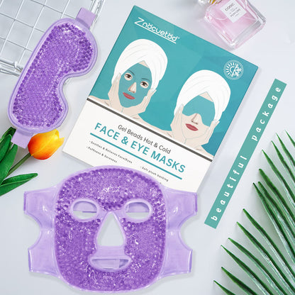 ZNÖCUETÖD Cold Face Eye Mask Ice Pack Reduce Facial Puff, Dark Circles, Hot Cold Compress Pack, Face SPA Gift for Woman Sleeping, Pressure, Headaches, Skin Care, Post Laser Cosmetic Care, Reversible