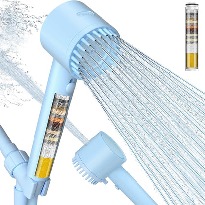 Cobbe Filtered Shower Head with Handheld, 4+1 Spray Mode Showerhead with Filters, Built-in Power Wash for Hard Water - Remove Chlorine - Reduces Dry Itchy Skin, Luxury Gray