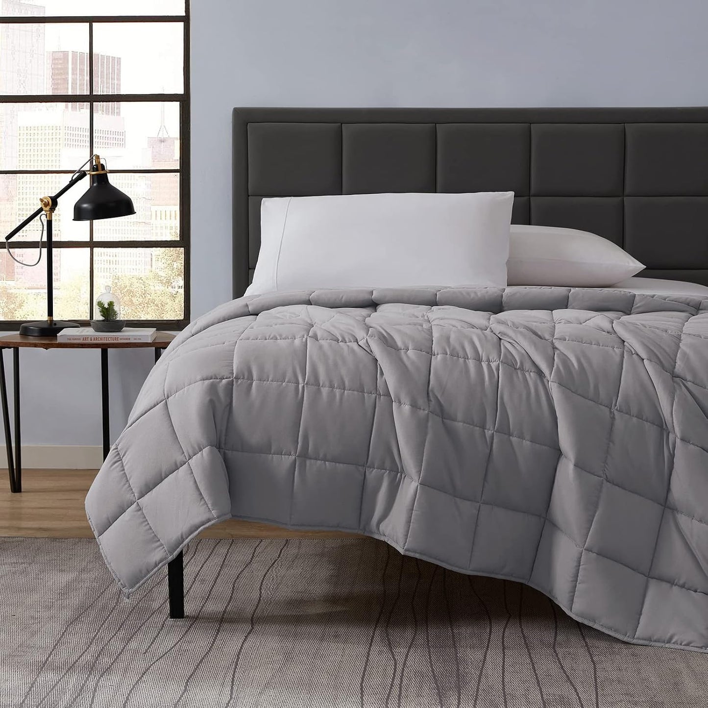 L'AGRATY Weighted Lap Pad 7lb: Small Weighted Blanket for Adults - Cooling Portable Travel Blanket for Relaxation Sleeping - Washable All-Season (29" x 24")