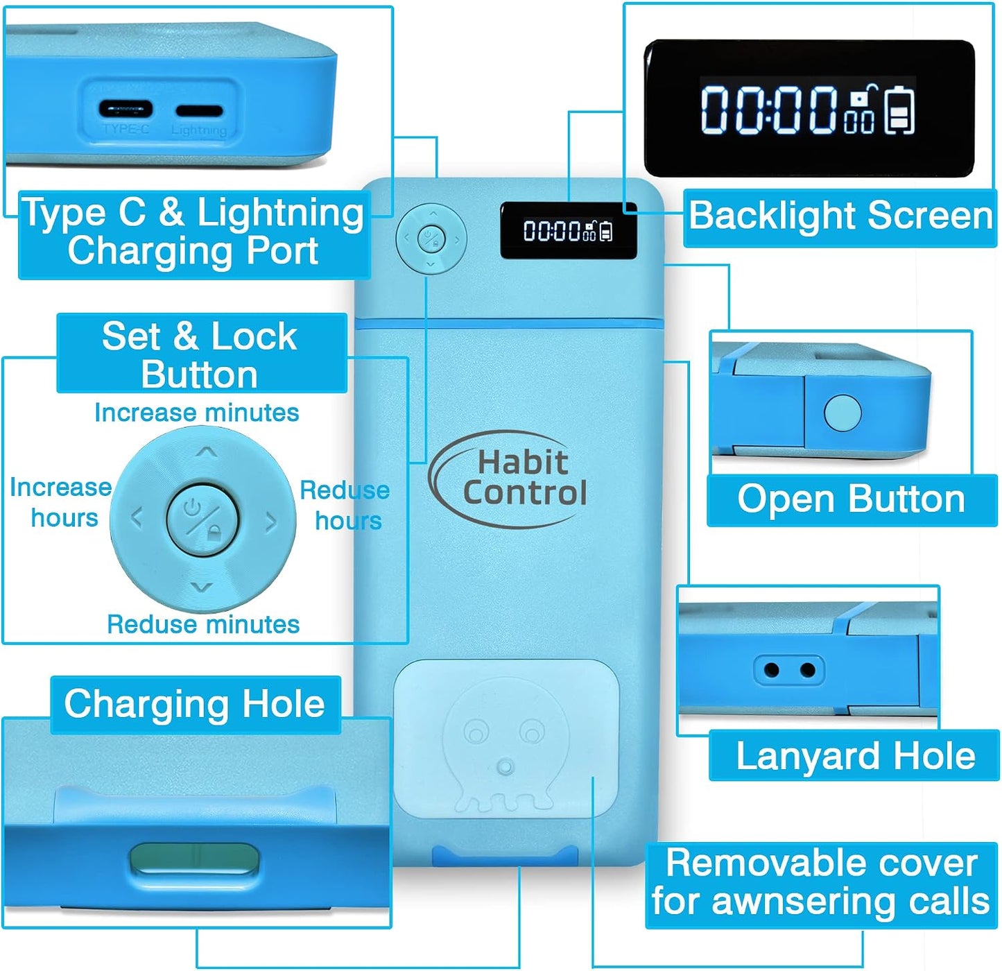 Cell Phone Lock Box with Timer for Self-Discipline, Portable Time Lock Box Suitable for iPhone and Android Smartphones, Phone Jail Box with Timer to Reduce Screen Time, Mindfulness Gift